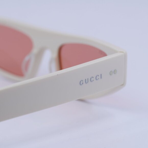 Gucci GG1634S 007 Sunglasses Ivory With Black Cord Cat Eye Frame, Red Lenses main image 4